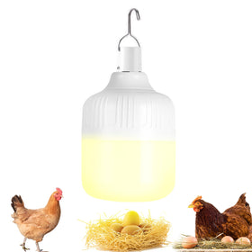 TSJKPAYL Rechargeable Coop Light with hanging setup provides warm 3000K ambience for poultry.