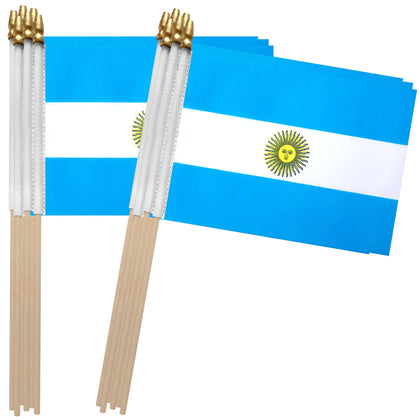 TSMD Argentina flag on a 5x8 inch stick, ideal for parades and ceremonies.