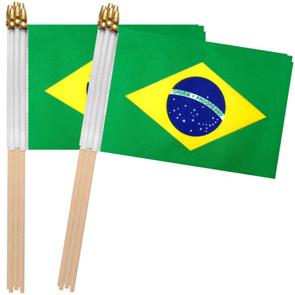 TSMD Brazil flag 5x8 inch with wood stick for easy handheld use