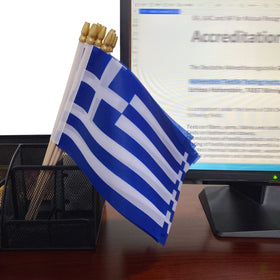 TSMD Greece stick flag ideal for colorful garden and desk accents.