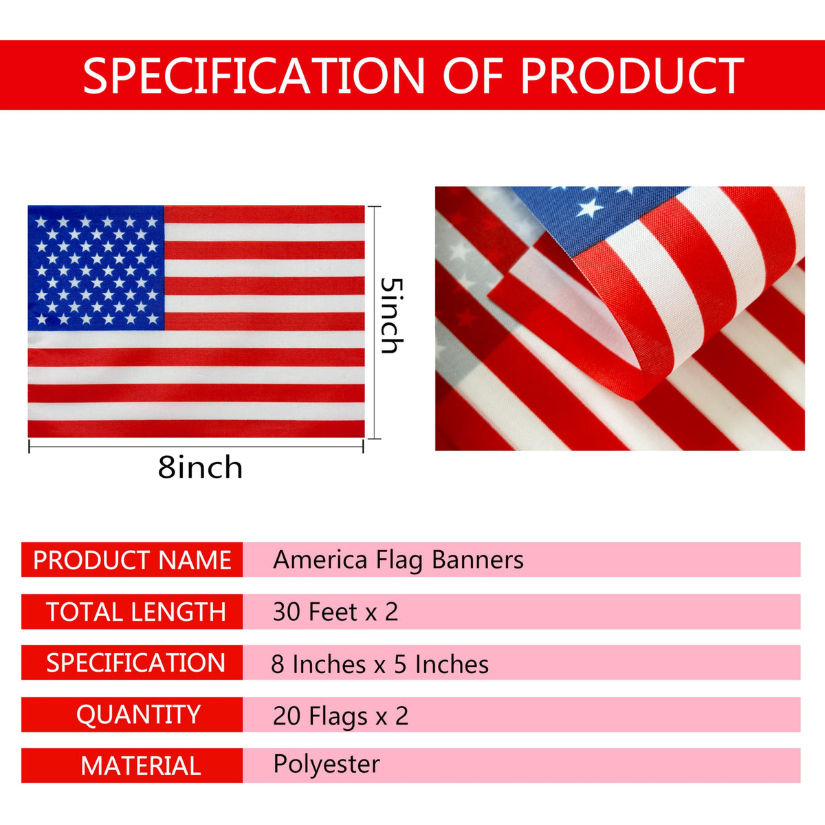 TSMD independence flag string showing 40 flags across two ropes for outdoor use