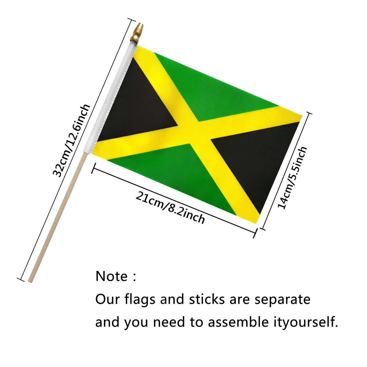 TSMD mini handheld Jamaica flag with vivid colors for celebrations