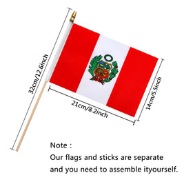 TSMD Peru flag handheld flag 5x8 inches for classroom displays.
