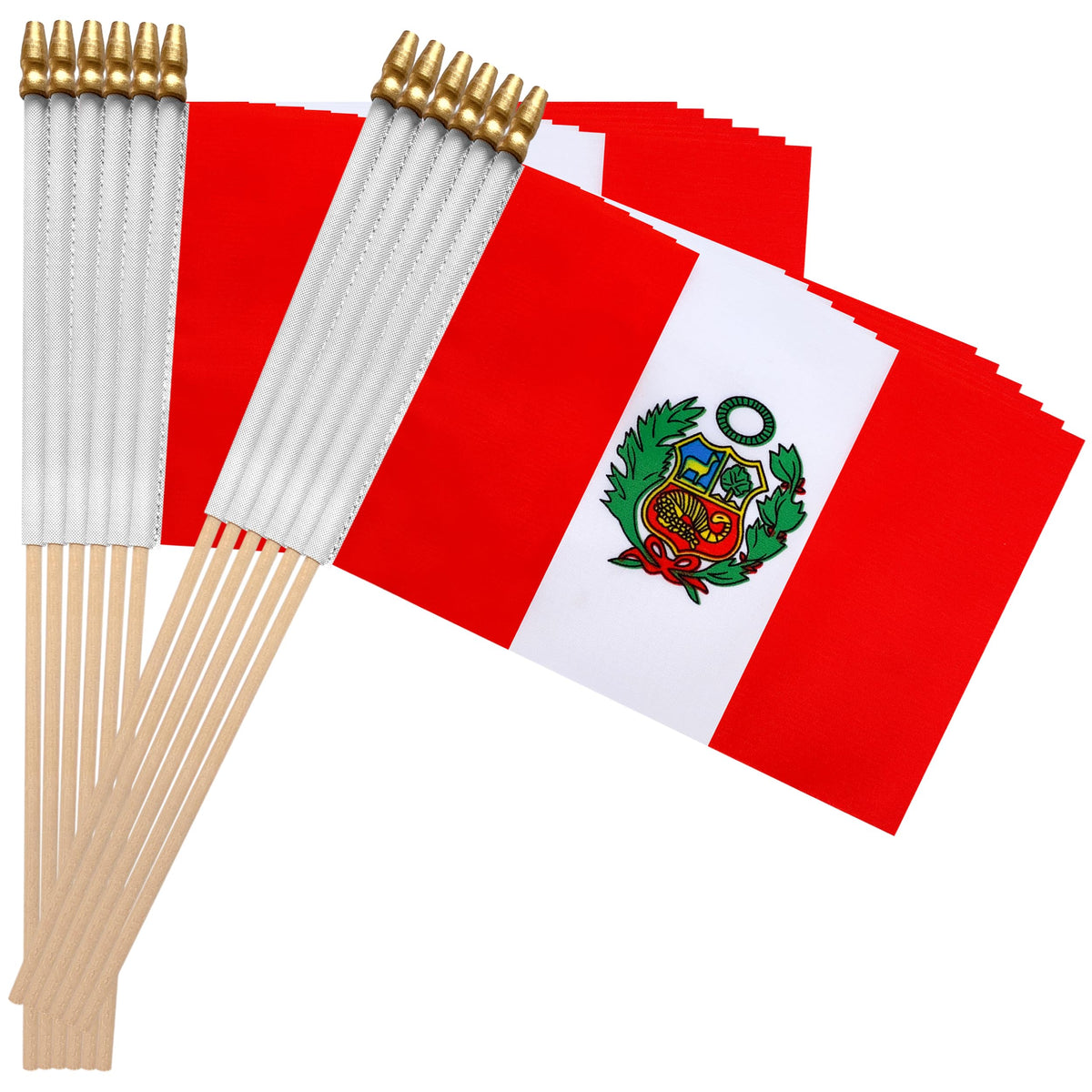 TSMD Peru flag reusable flags with rounded tip for safe use.