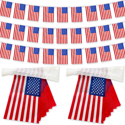 TSMD USA flag banner with 20 flags on a 30ft rope for versatile decor