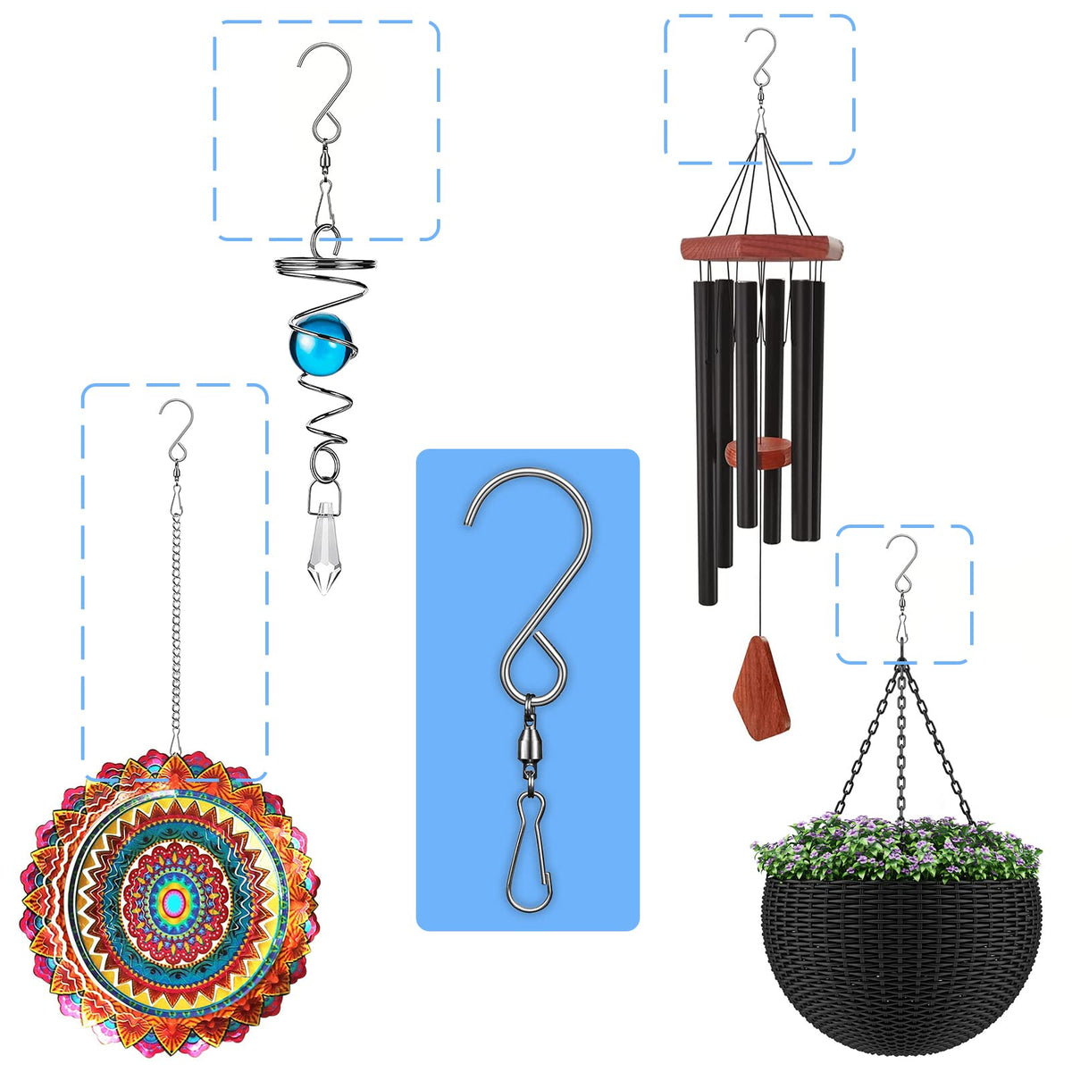 Tsocent 12.9-inch extension chain enables adjustable height for wind decor.