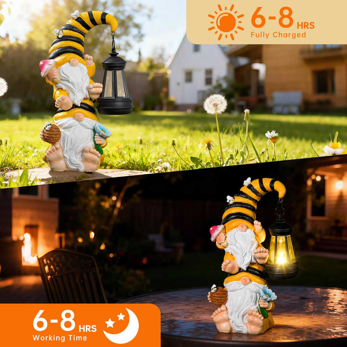 TSTGEE hand-painted solar gnome statue offers unique outdoor decor