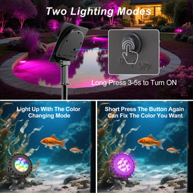 T-SUN Solar Pond Lights adjustable heads enable precise light placement.