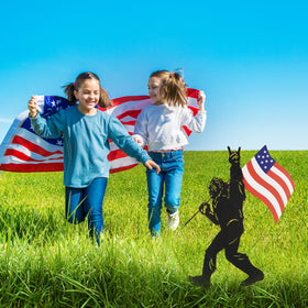 TT & MM Patriotic Bigfoot yard decor adds festive flair for holidays.