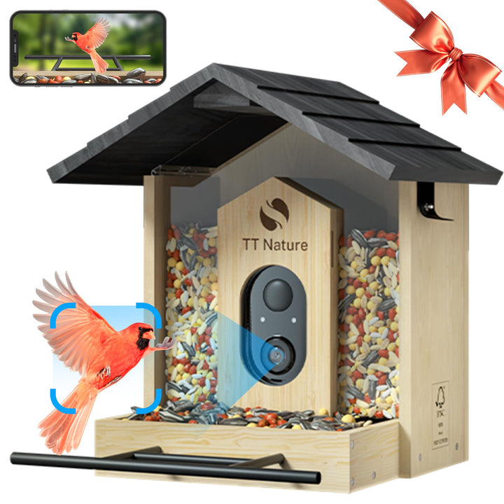 TT Nature Bird Feeder with Camera front view for enhanced backyard birdwatching