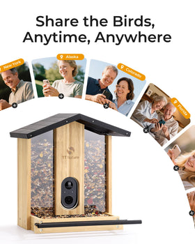 TT Nature bird feeder with camera live streaming preview on device screen