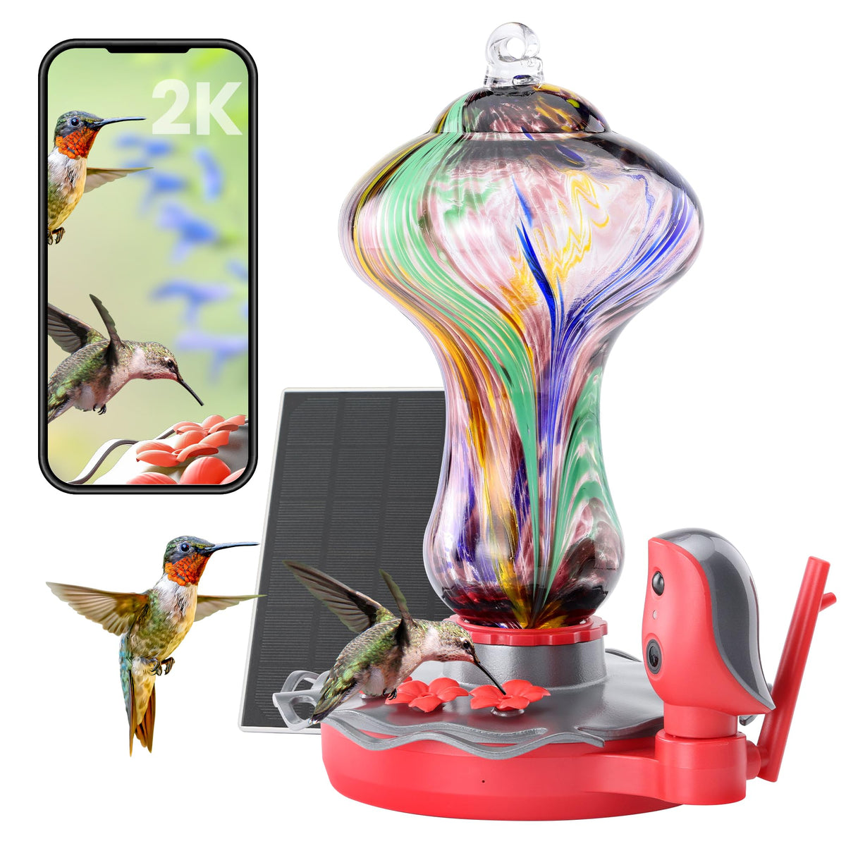 TT Nature Glass Hummingbird Feeder 26 oz capacity for longer feeding.