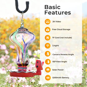 TT Nature Glass Hummingbird Feeder works with Alexa and Google Assistant.