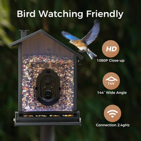 IP65 weatherproof design protects the feeder from rain and dust.