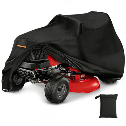 TTAJJUNK riding mower cover premium black close-up shows durable material for all-season protection.