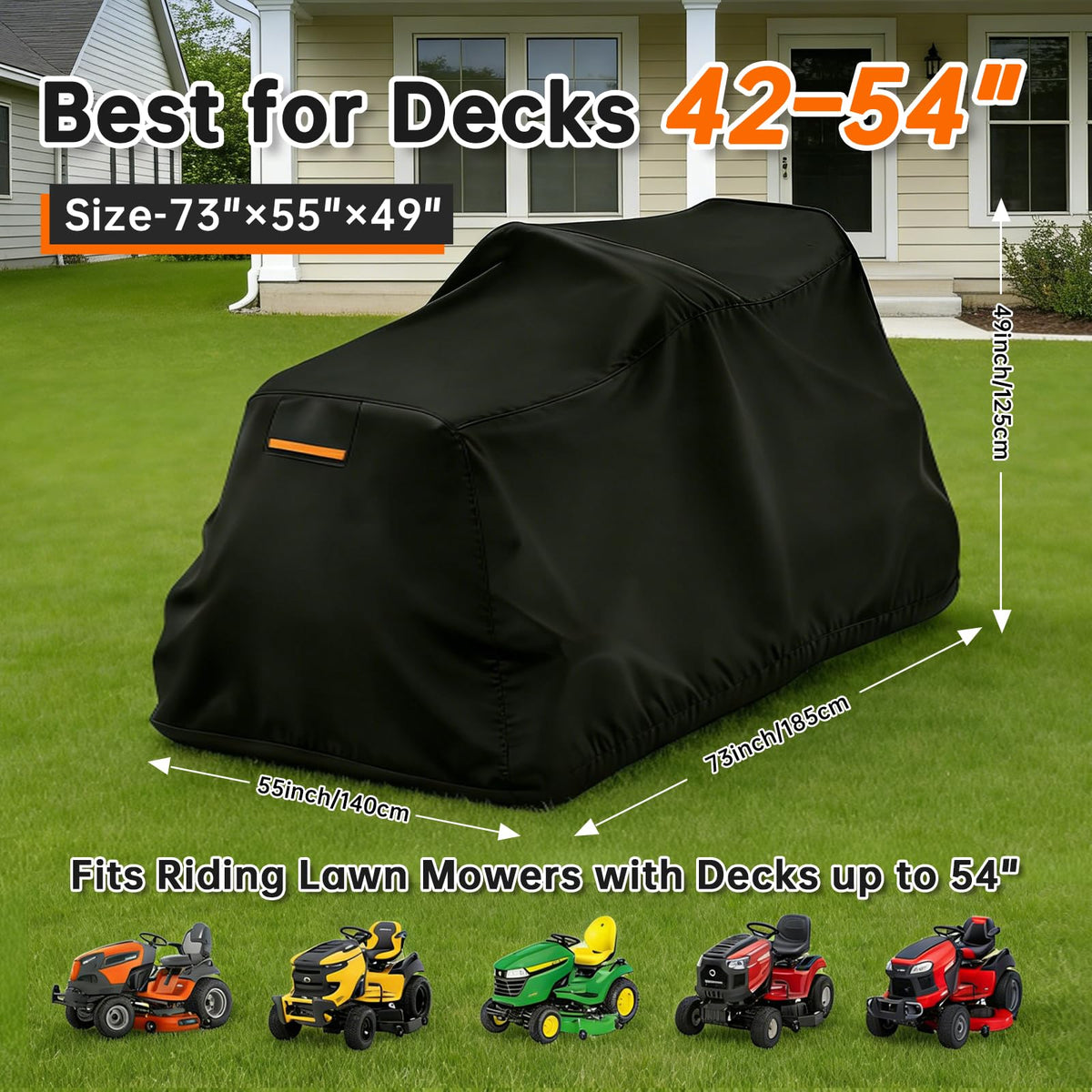 TTAJJUNK mower cover windproof strap system keeps cover secure during windy storage.