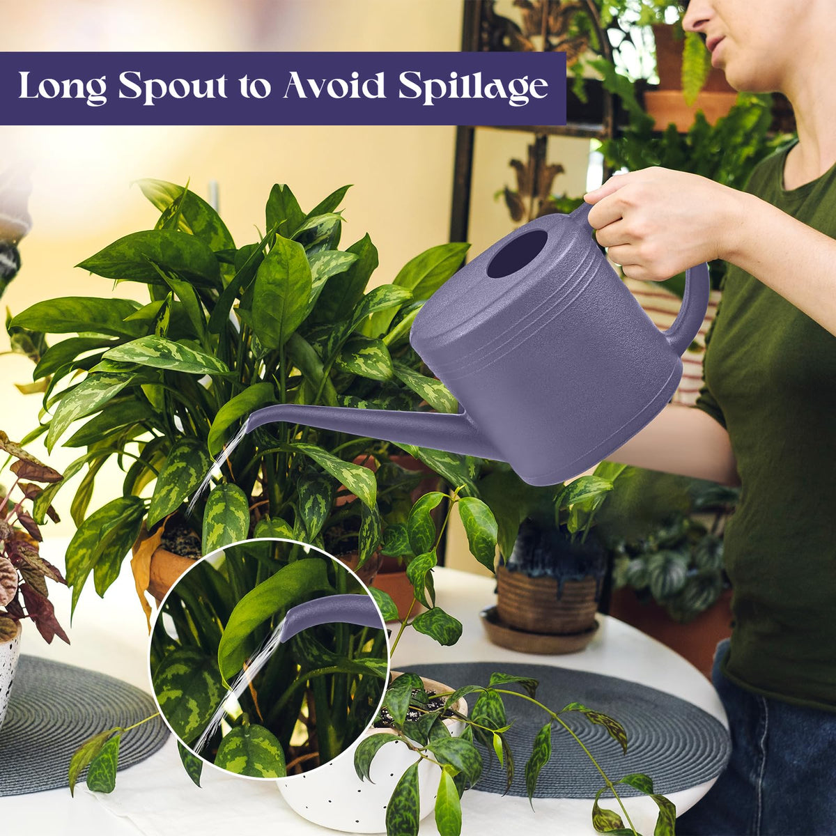 TTAOE GN precise flow spout helps water individual pots accurately.