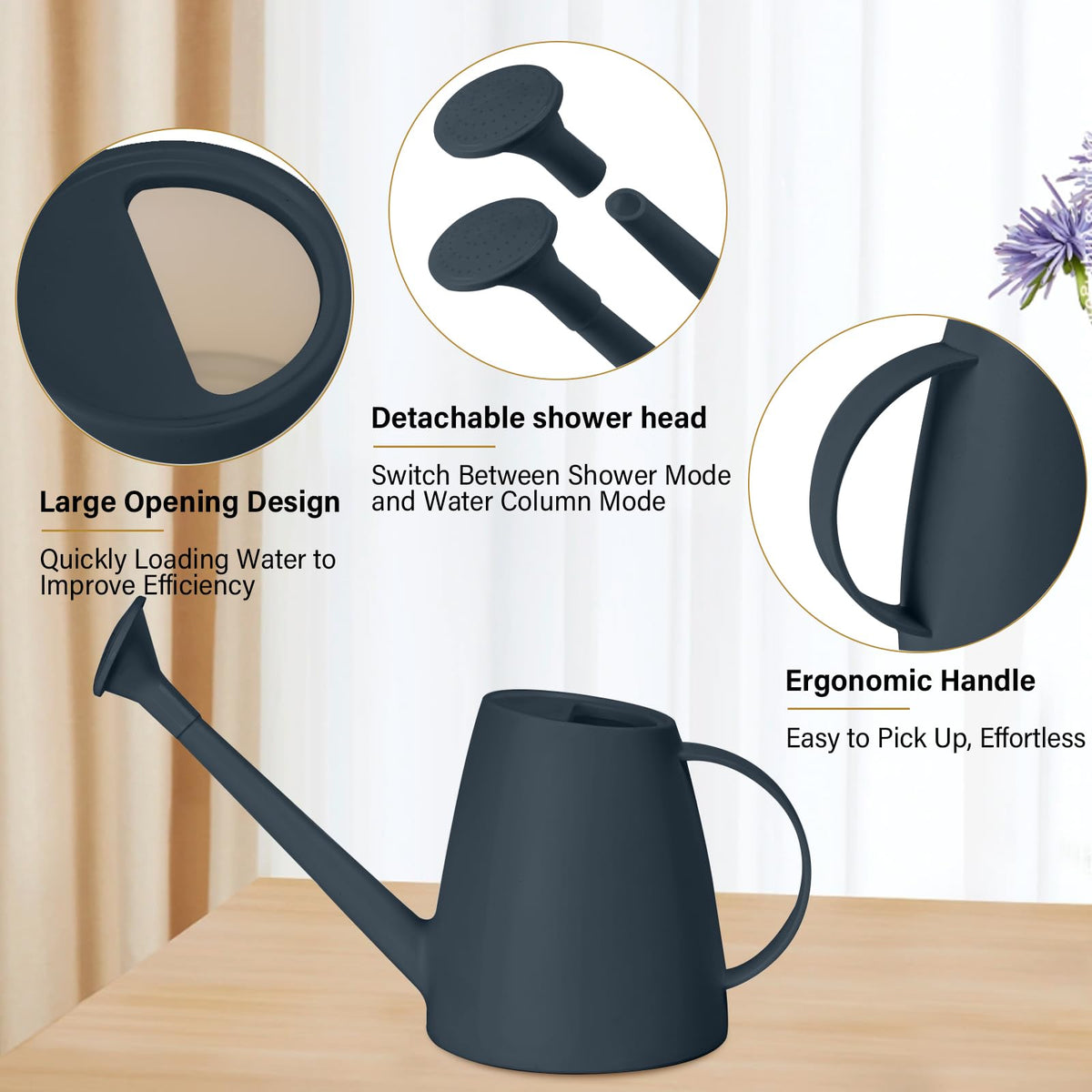 TTAOE GN Watering Can ergonomic handle provides comfortable operation.