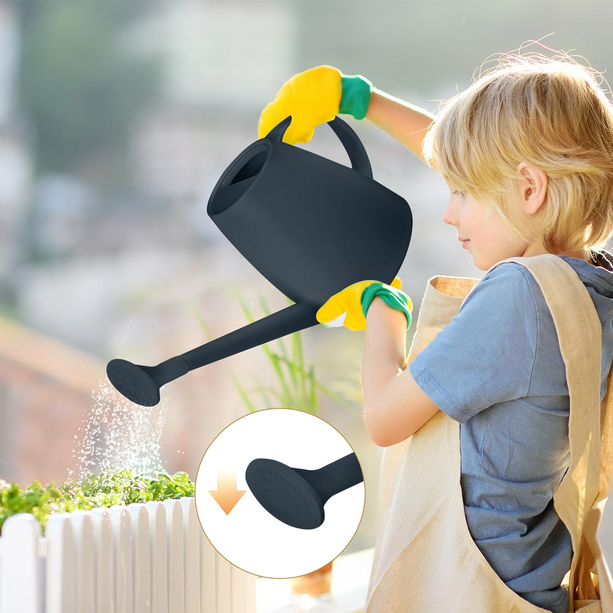 TTAOE GN Watering Can removable sprayer offers a gentle shower option.