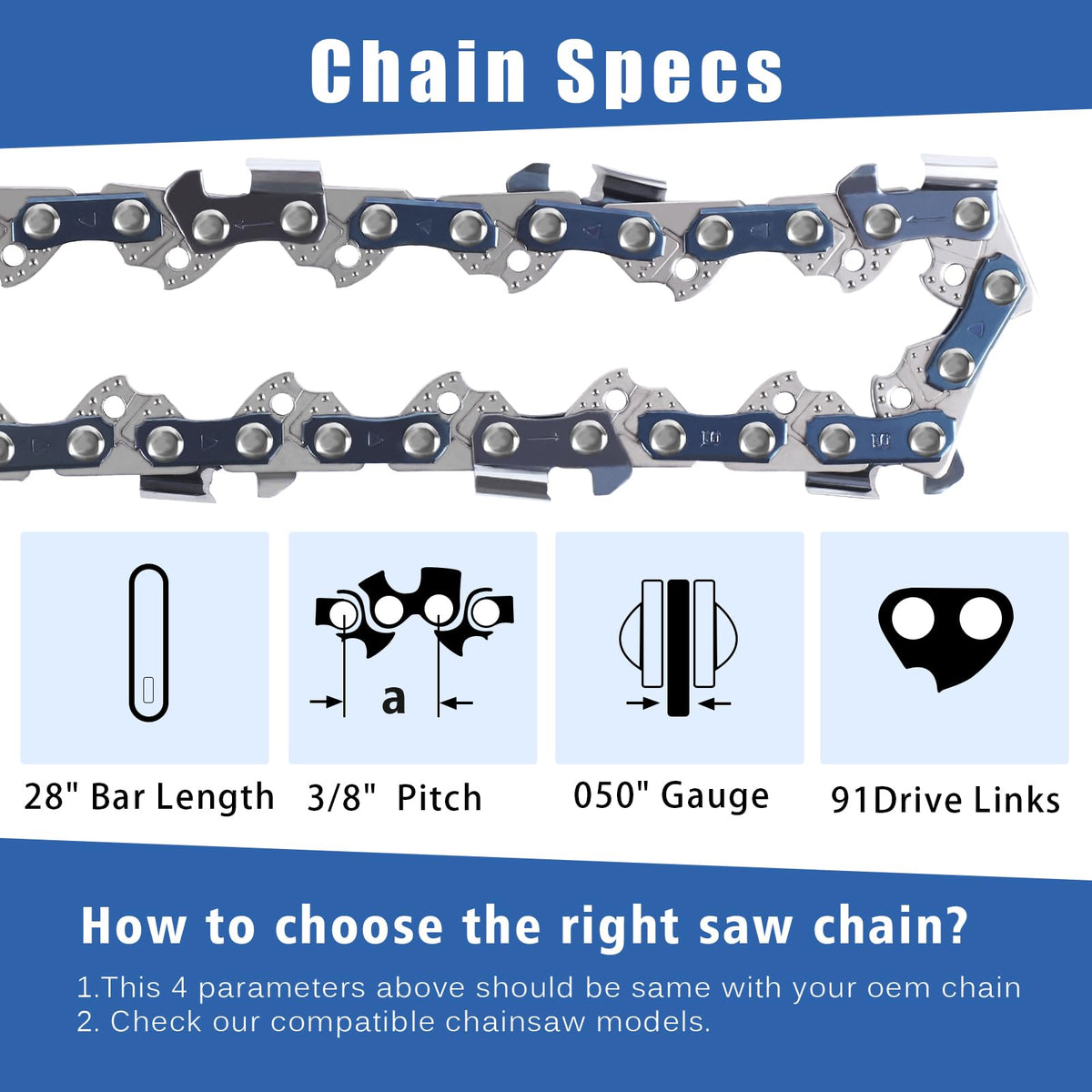 T.TAOMI chain fits Stihl MS460/MS660 for reliable operation