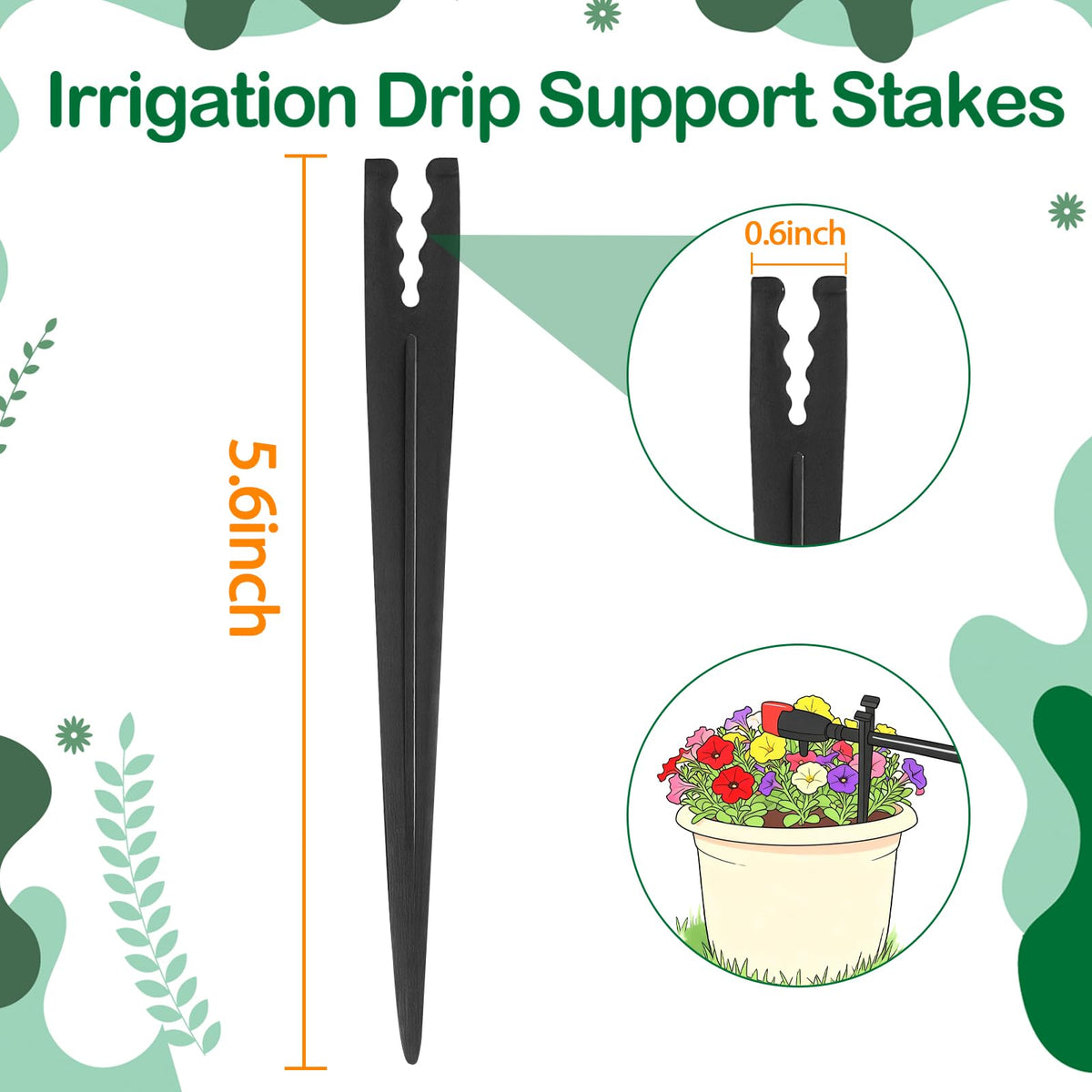 TTioDri 1-4-inch tubing hold stake keeps drippers in place for even watering.