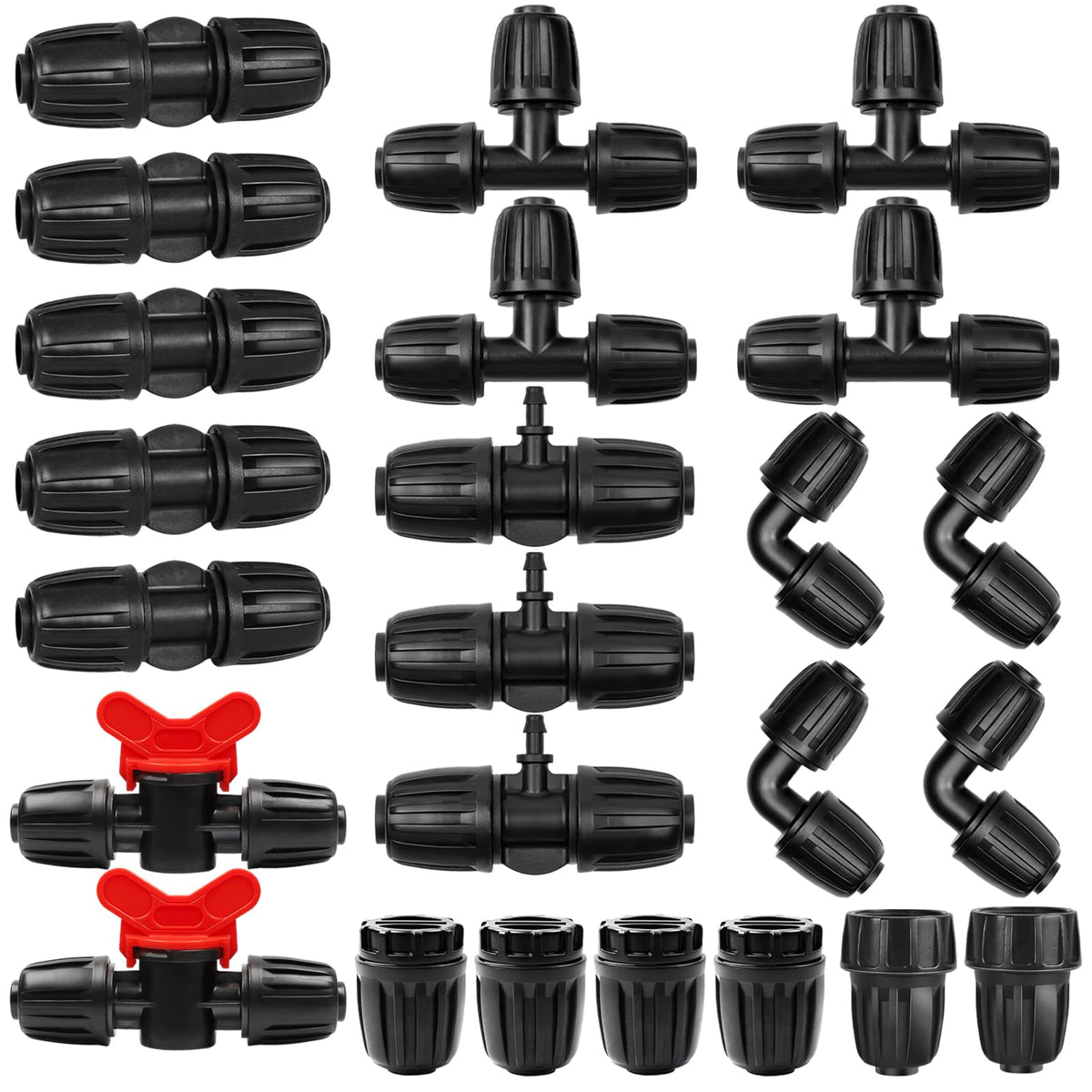 TTioDri 24pcs drip fittings kit tee connections for flexible irrigation layouts