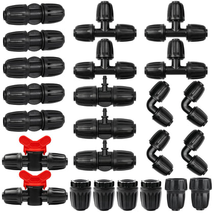 TTioDri 24pcs drip fittings kit tee connections for flexible irrigation layouts