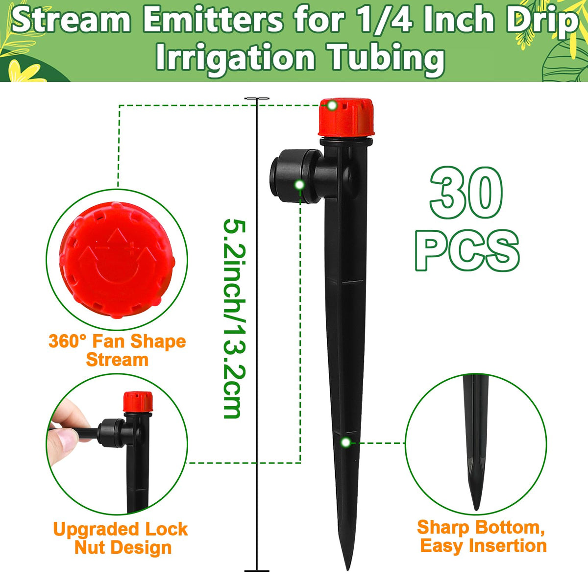 TTioDri 360-degree spray pattern provides full-coverage irrigation for plants.