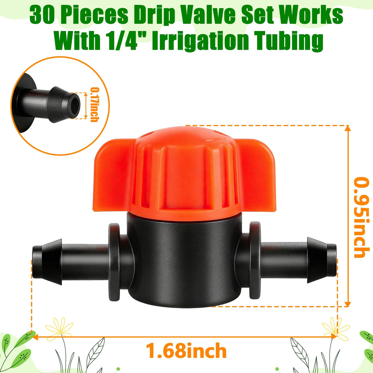 TTioDri barbed ends ensure leak-proof connections with quarter-inch tubing.