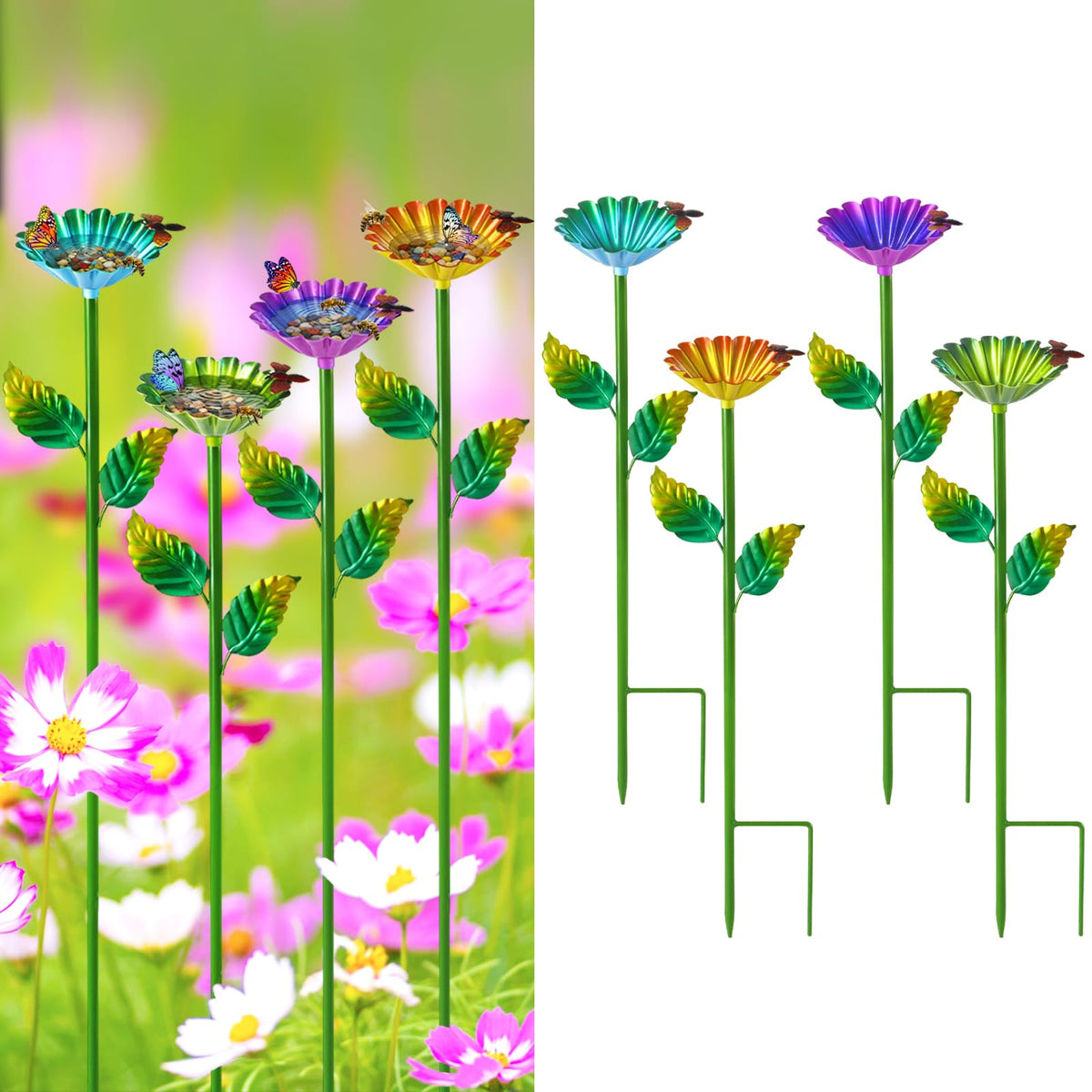 TTioDri bee watering station purple overview highlights colorful garden feature