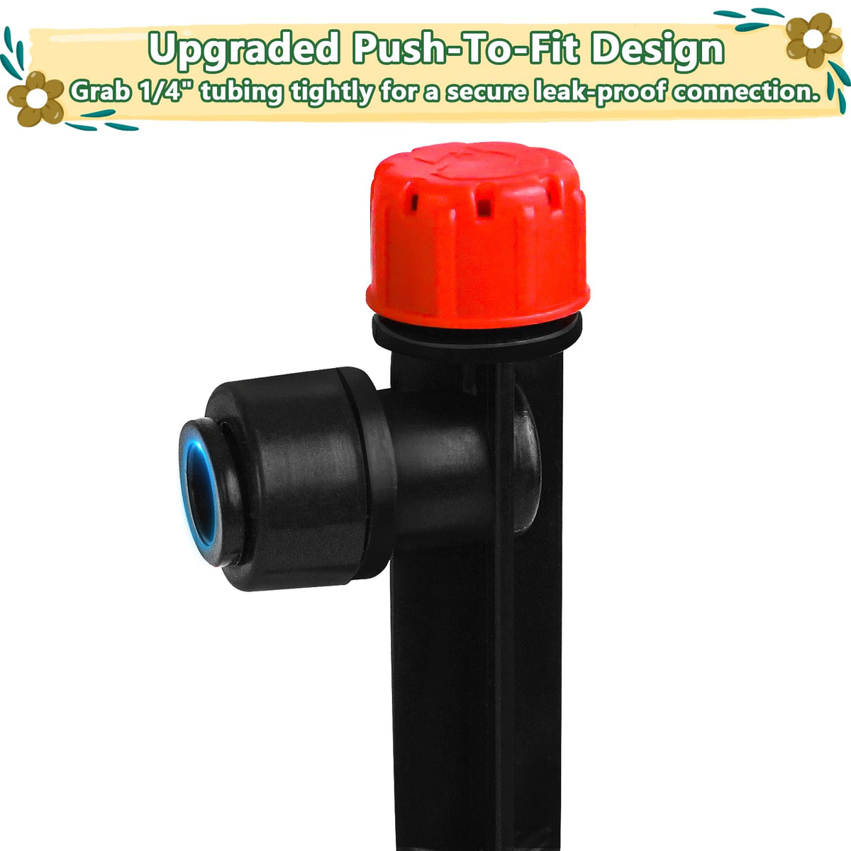 TTioDri detachable emitters with one-touch pull-out for easy adjustments.