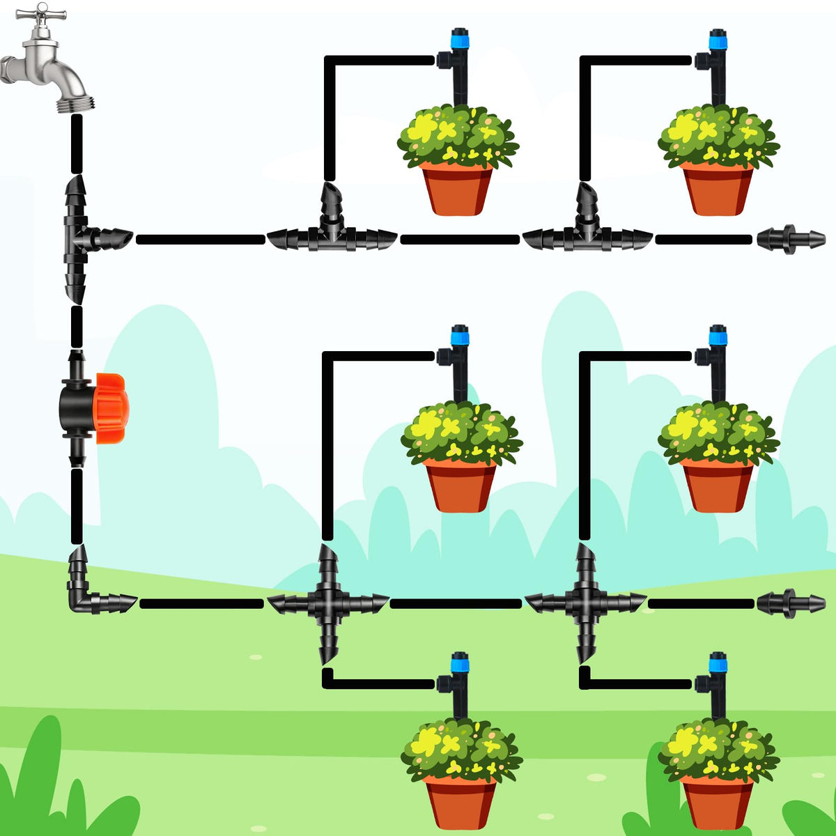 TTioDri 1/4-inch tubing connectors simplify irrigation zoning and adjustments.