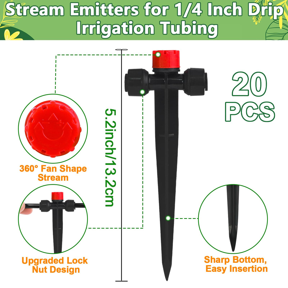TTioDri quick-connect emitter for 1/4-inch tubing enables tool-free setup.