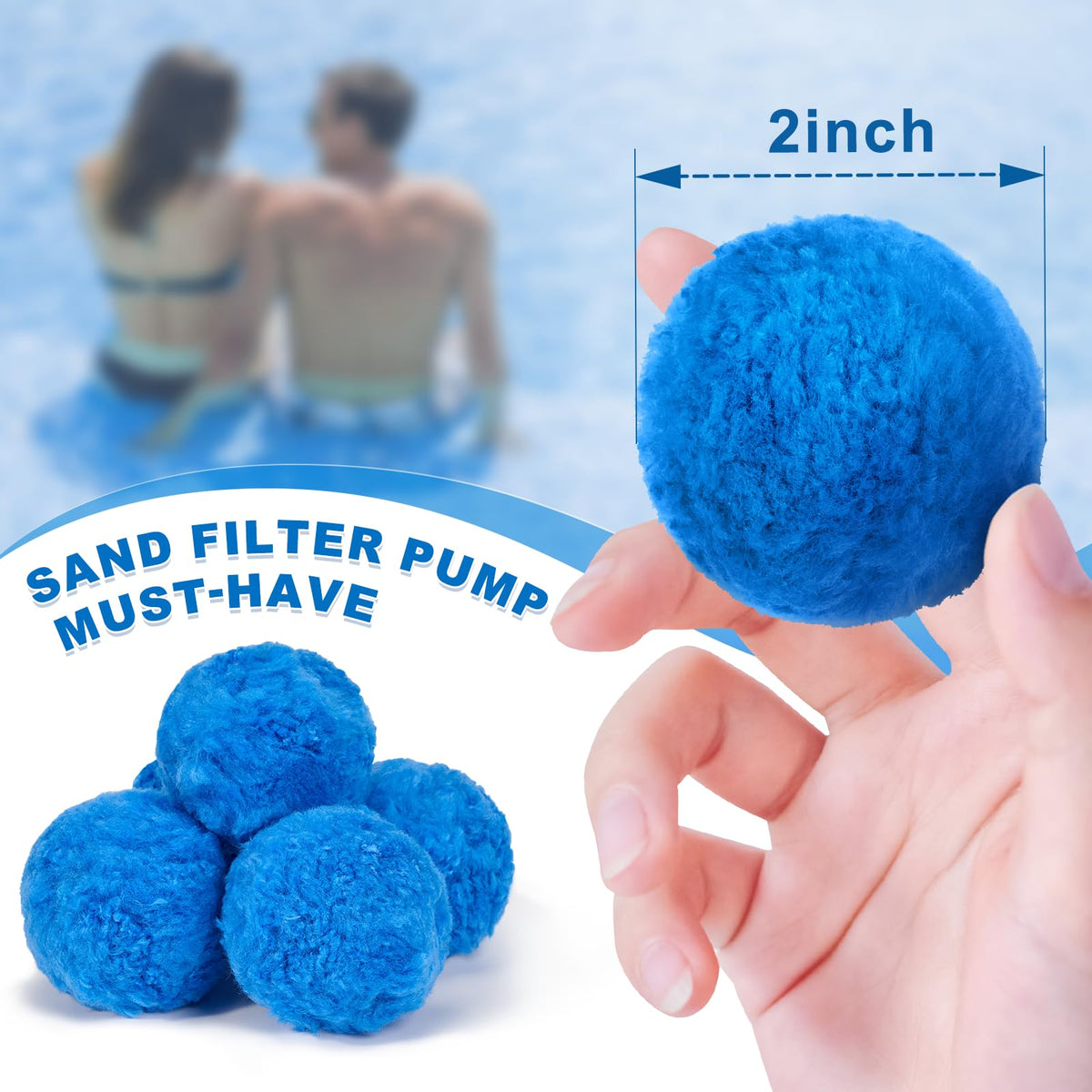 TTQ filter balls in sand filter system shown during installation for easy setup.