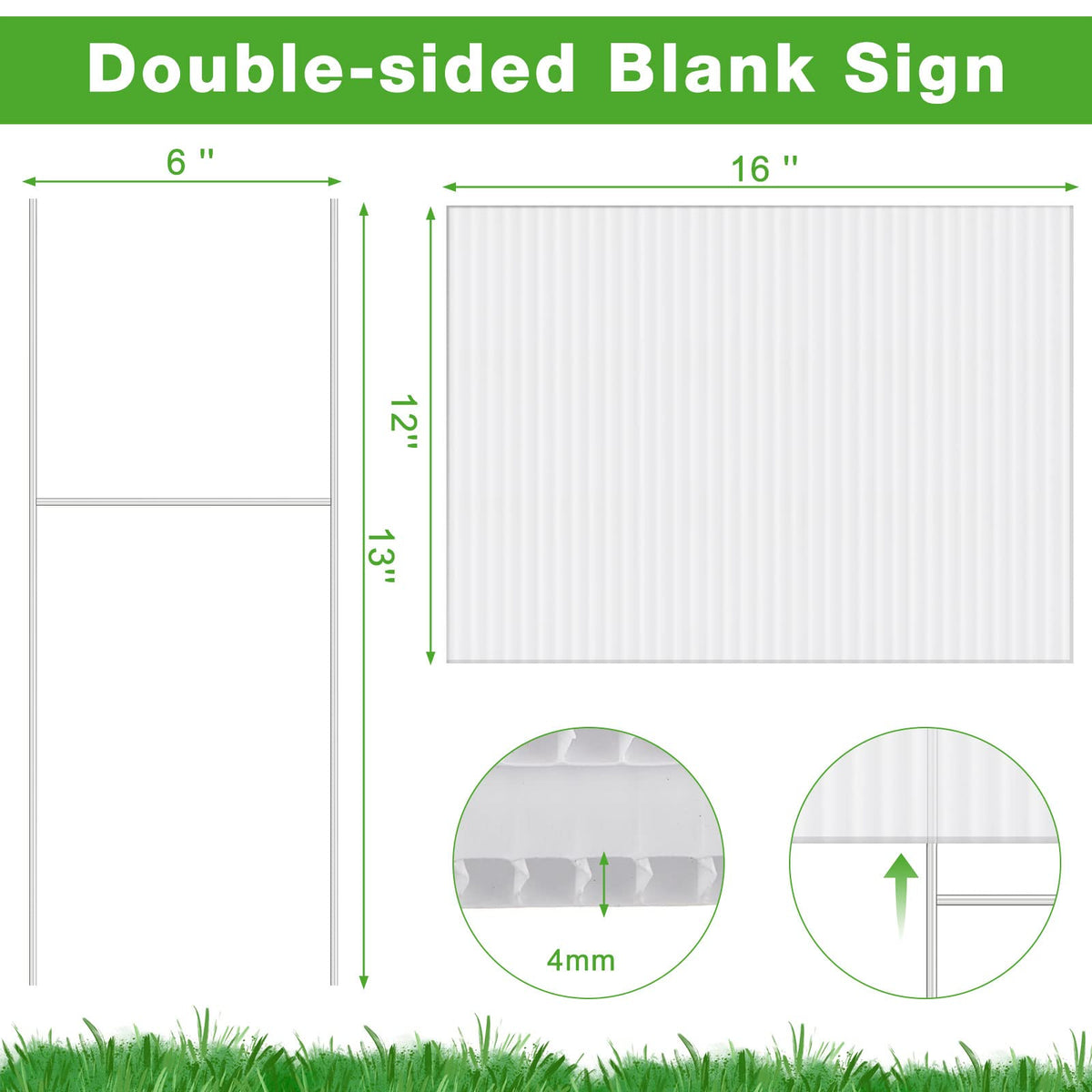 Tuanse H-shaped metal stakes secure signs in grass and soil.