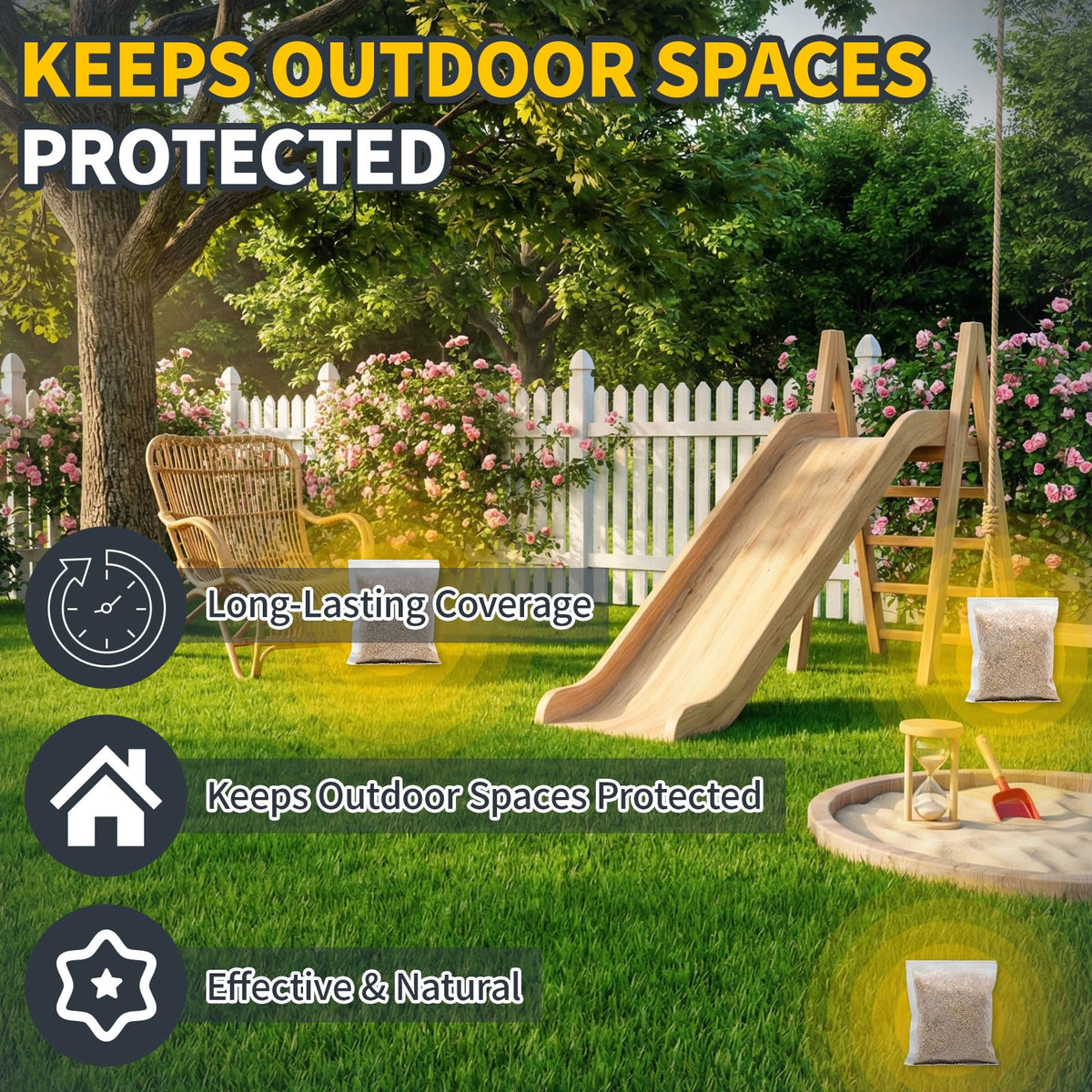 Tubadros Snake Repellent Pouches used indoors and outdoors around doors and storage areas.
