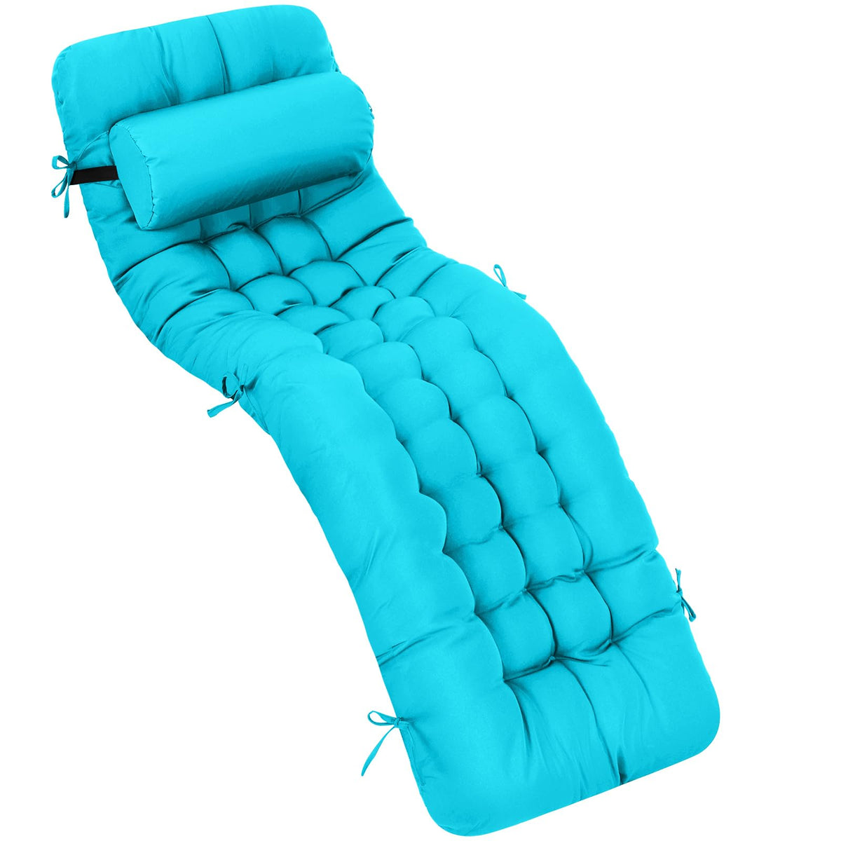 Tudomro 66-inch outdoor chaise cushion in peacock blue for all weather comfort
