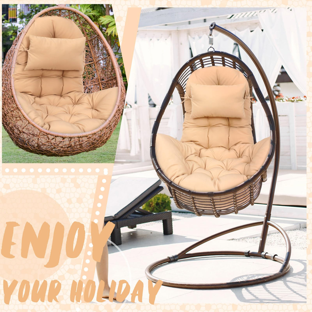 Tudomro egg chair cushion 2-58kg filling delivers plush support