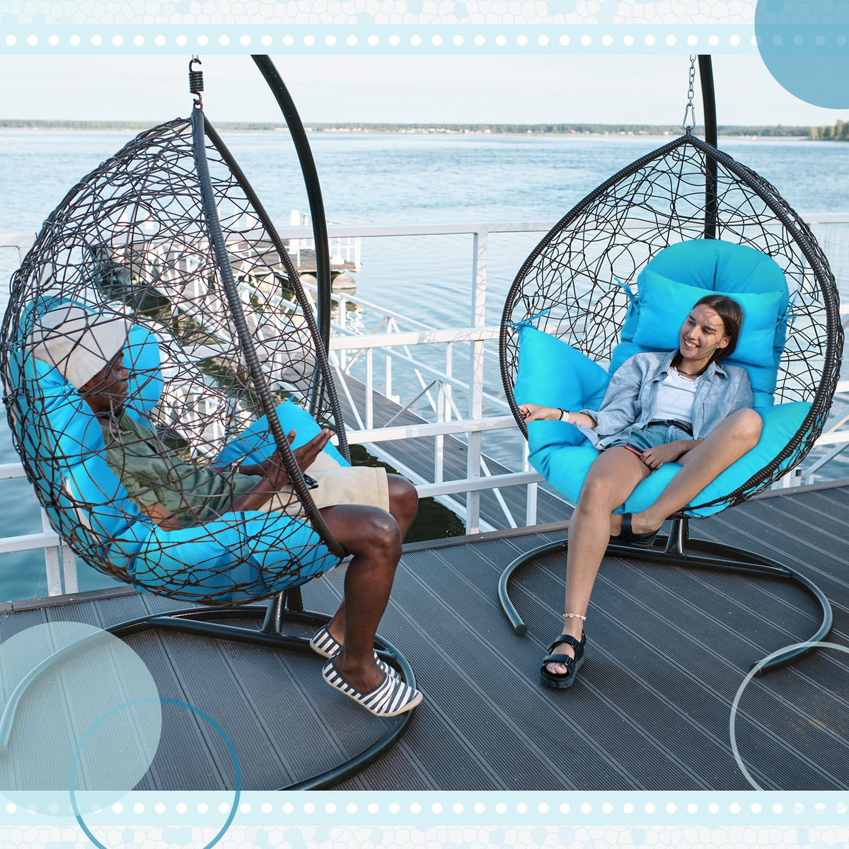 Tudomro egg chair cushion blue outdoor setup adds comfortable patio seating