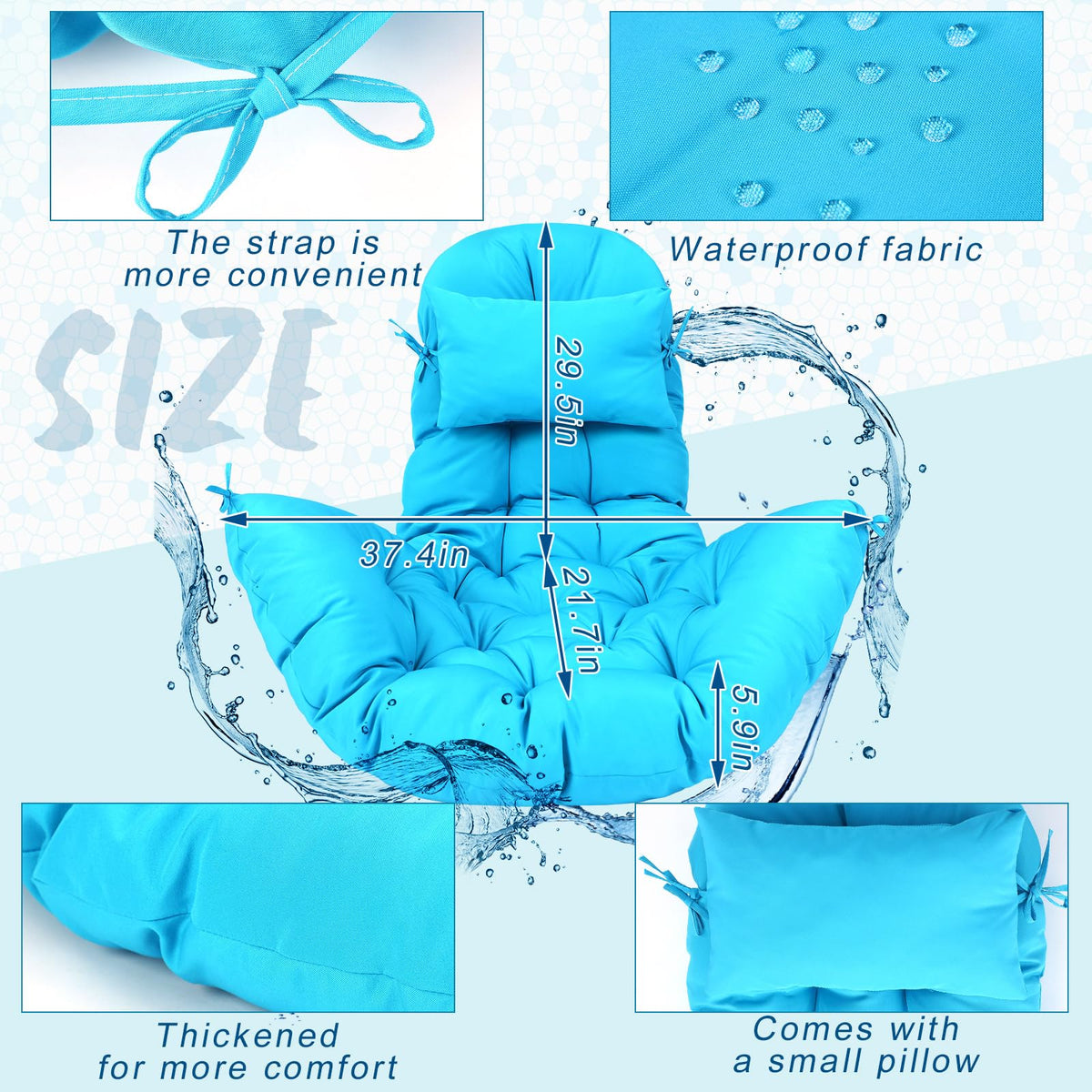 Tudomro egg chair cushion blue vacuum-packed packaging, restore thickness after unpacking