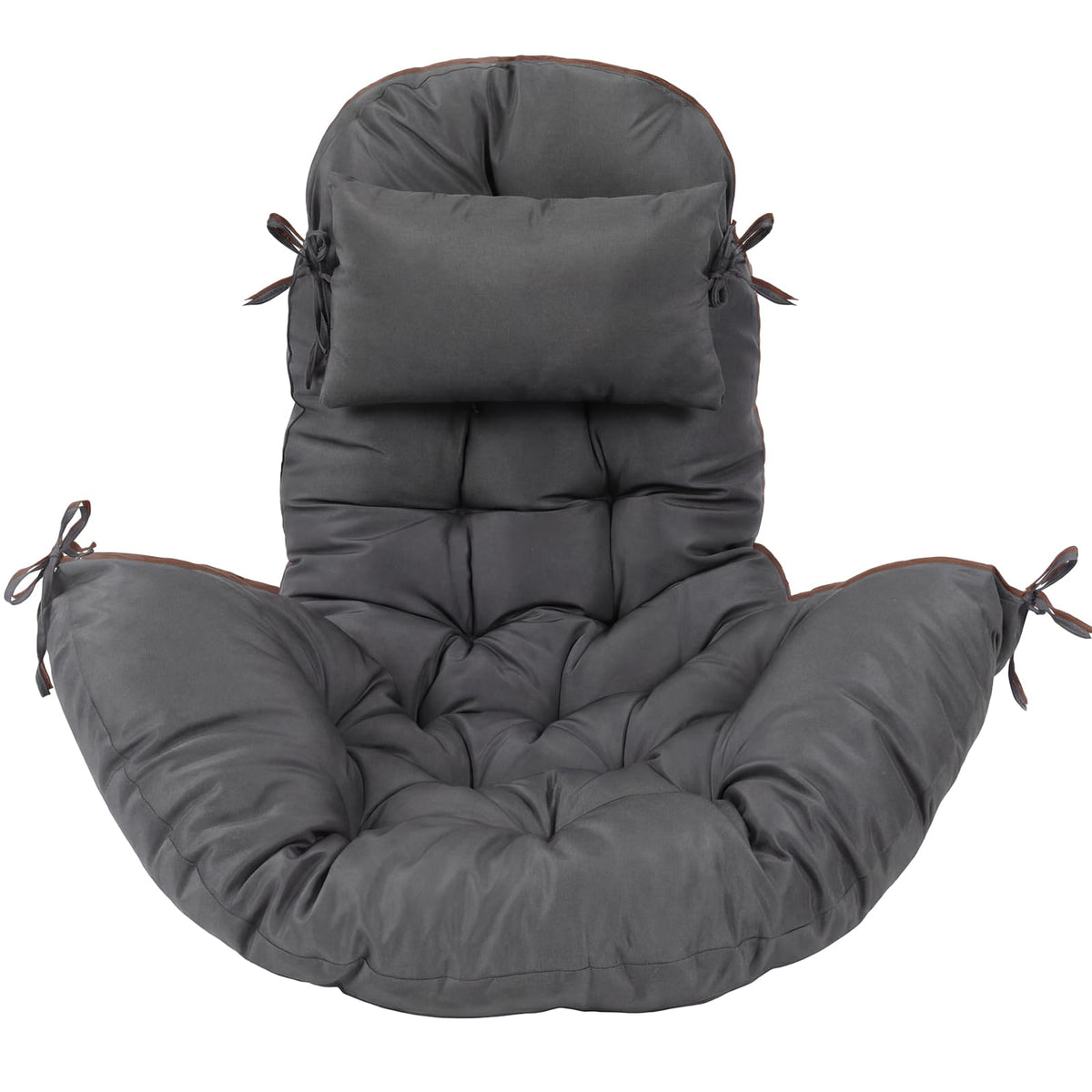 Tudomro egg chair cushion in dark gray enhances style and comfort for indoor or outdoor seating.