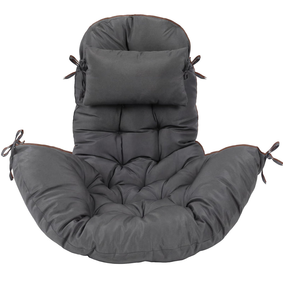Tudomro egg chair cushion in dark gray enhances style and comfort for indoor or outdoor seating.