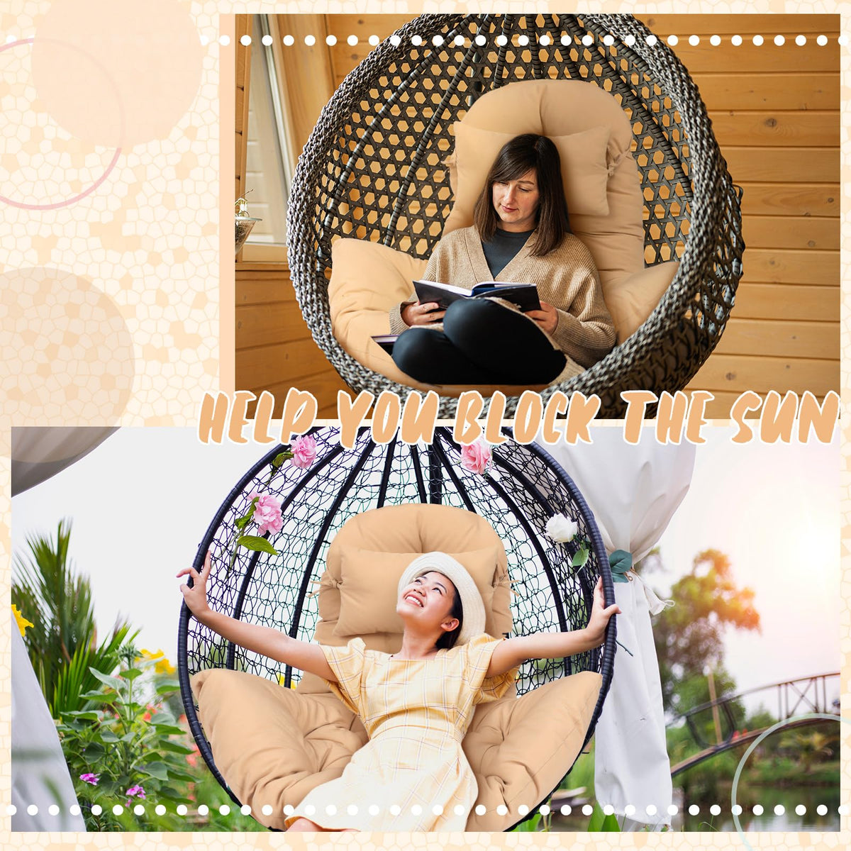 Tudomro egg chair cushion waterproof fabric resists spills