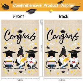 Tudomro gnome with diploma cap on double-sided flag for visibility