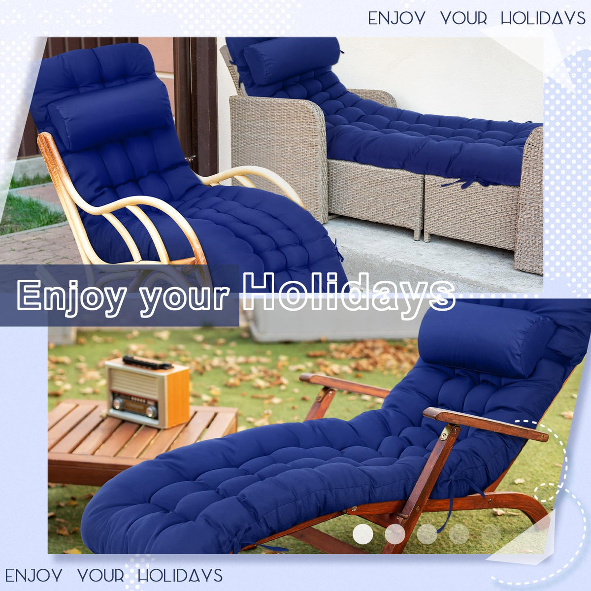 Cushion designed for high-back chairs with blue color and support