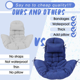 Thick cushion with waterproof fabric for outdoor use and quick cleaning.