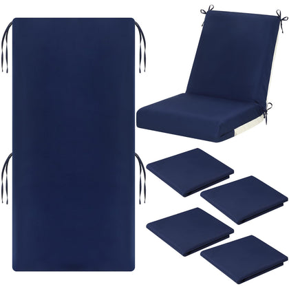 Tudomro outdoor high back chair covers in navy protect cushions from rain and stains.