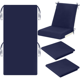Tudomro cushion cover for outdoor high-back chairs, navy blue, 44x21, guards against rain and stains.