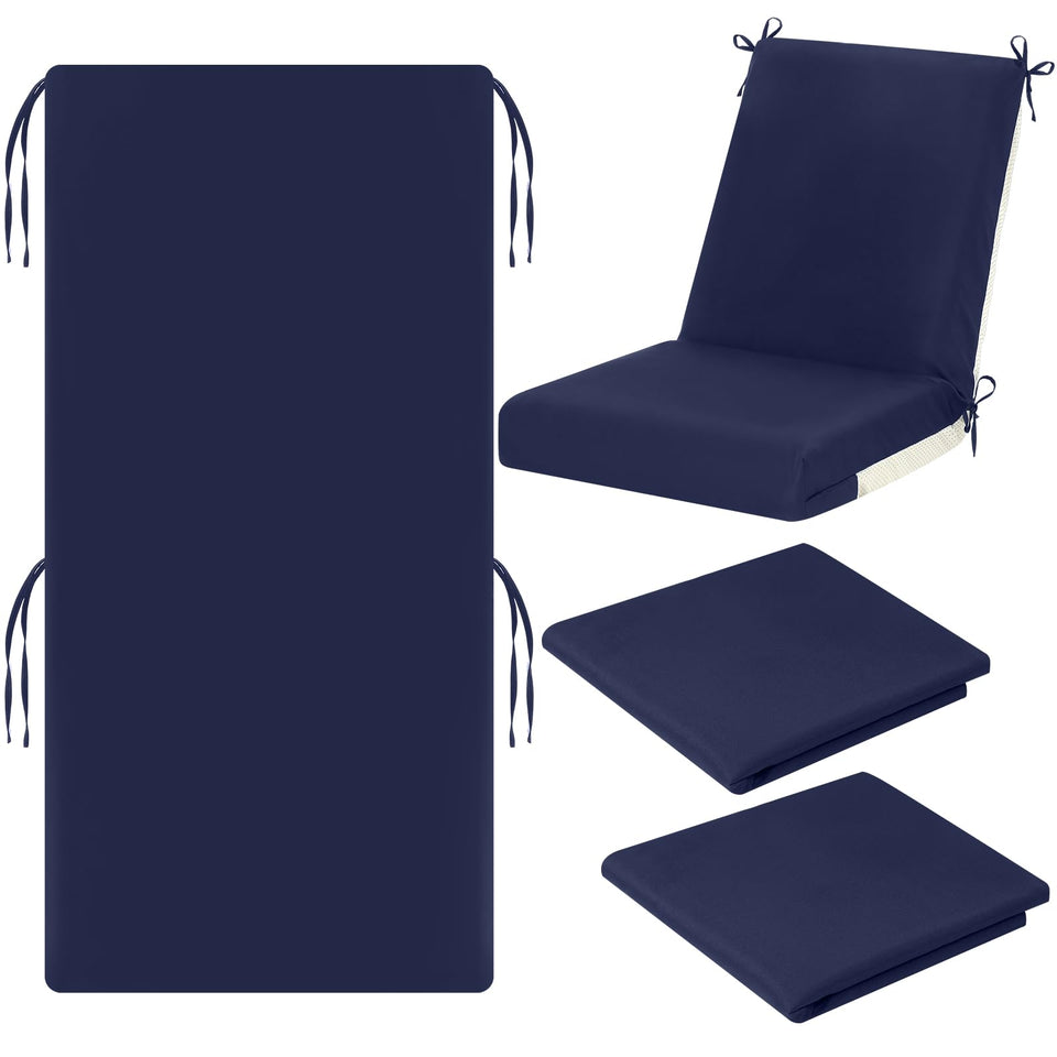Tudomro cushion cover for outdoor high-back chairs, navy blue, 44x21, guards against rain and stains.