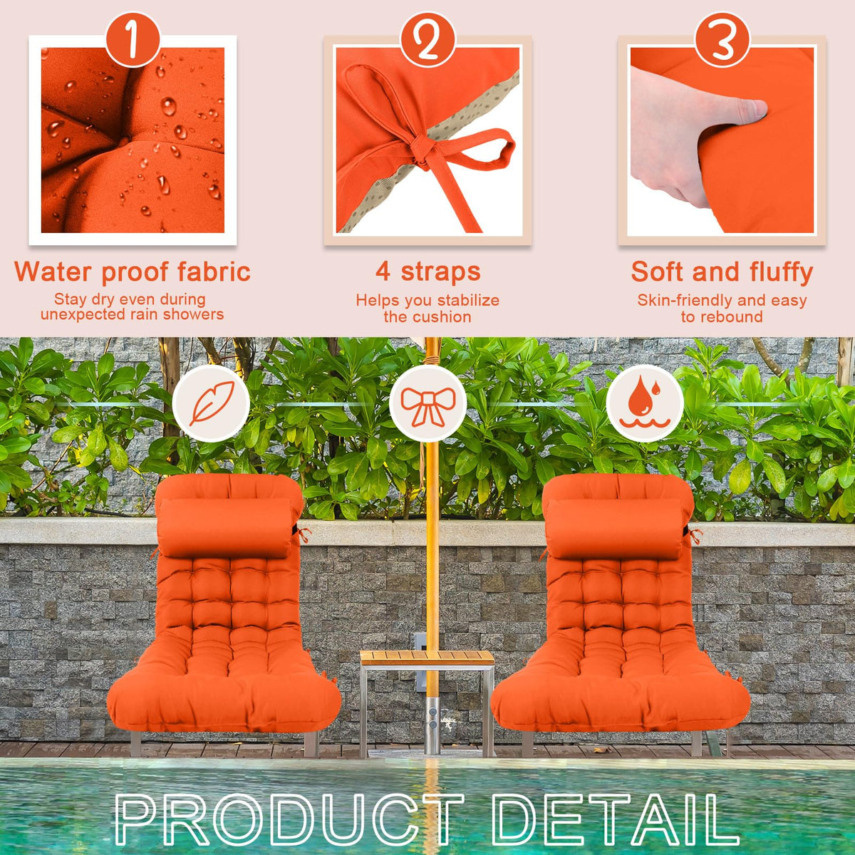Easy-clean Tudomro cushion suitable for patios and indoor-outdoor spaces.